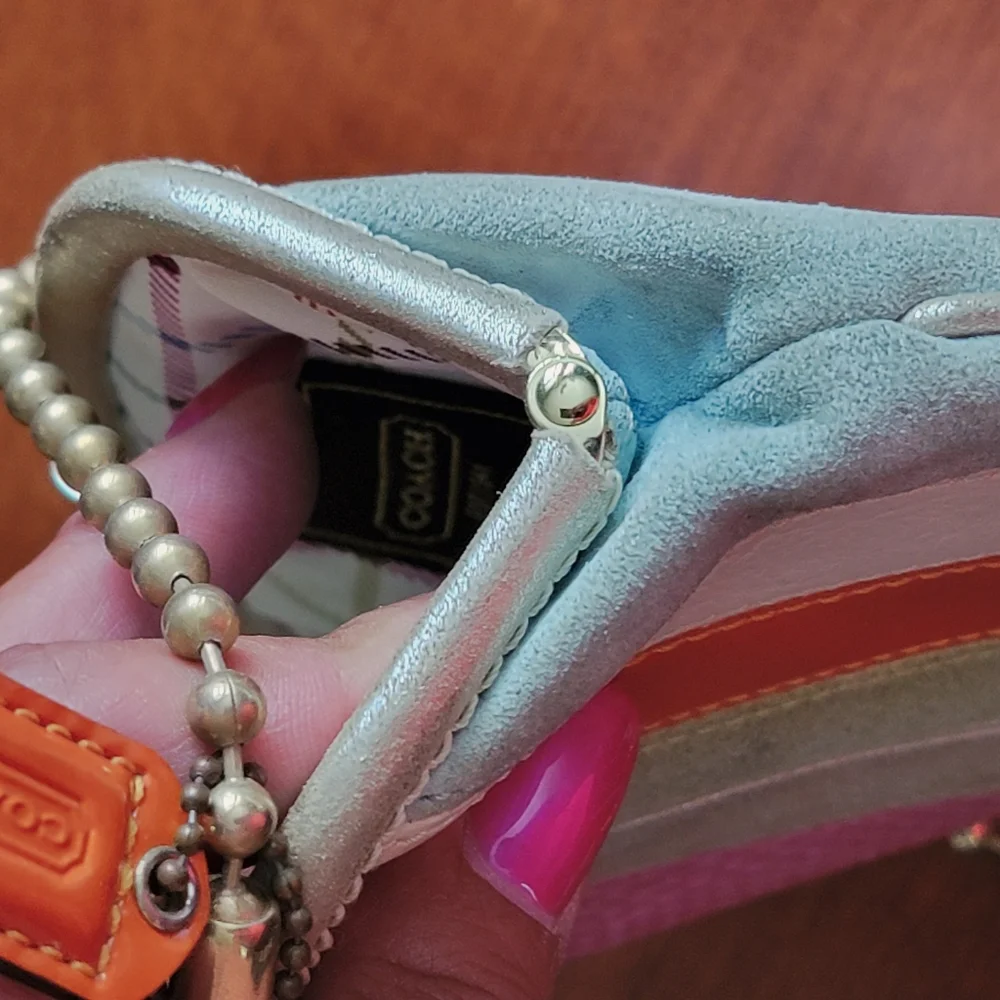 Rare Coach Legacy Patchwork Leather Framed French Purse Ball Chain Crossbody - Picture 5 of 16